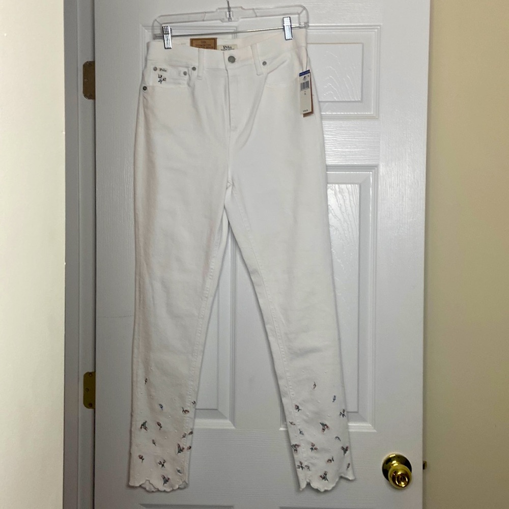 POLO RALPH LAUREN TOMPKINS SKINNY HIGH RISE ANKLE JEANS White*NWT